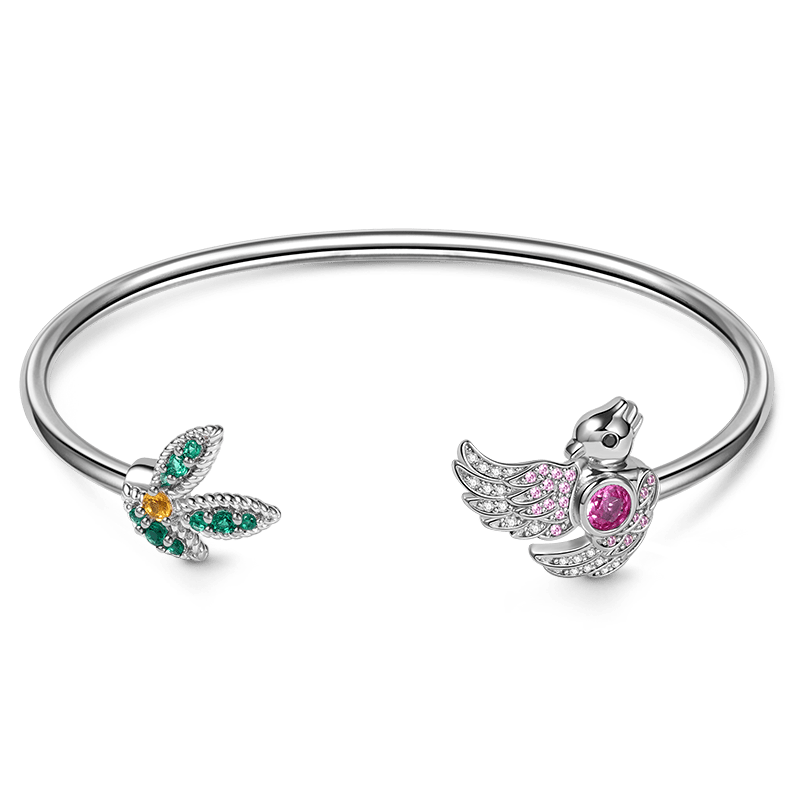 Bird & Leaf Bangle Bracelet image number 0