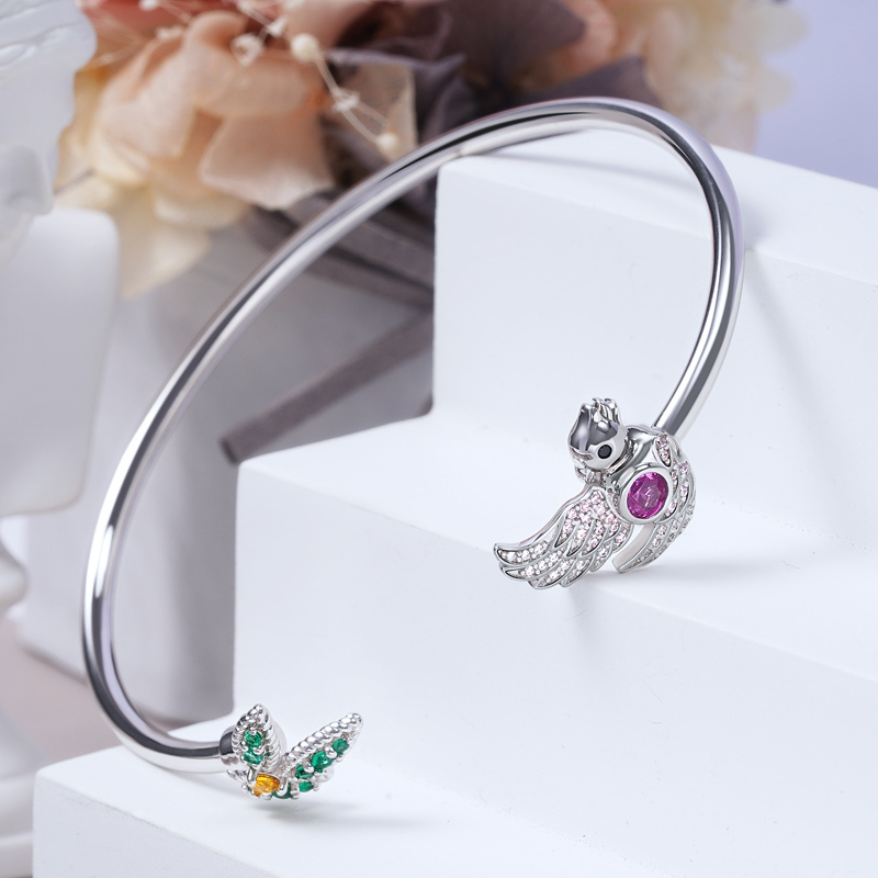 Bird & Leaf Bangle Bracelet image number 1