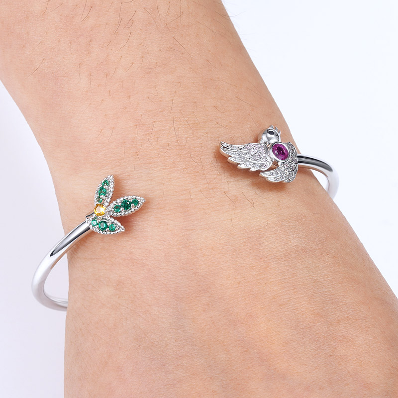 Bird & Leaf Bangle Bracelet image number 2