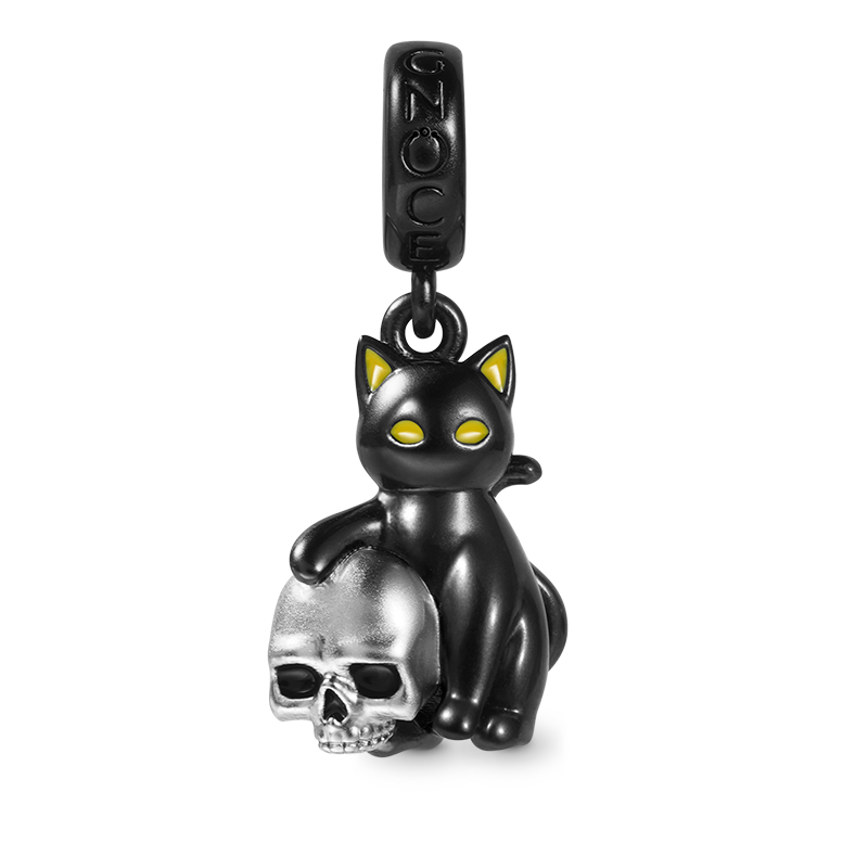 Cat Loves Skull Pendant image number 0