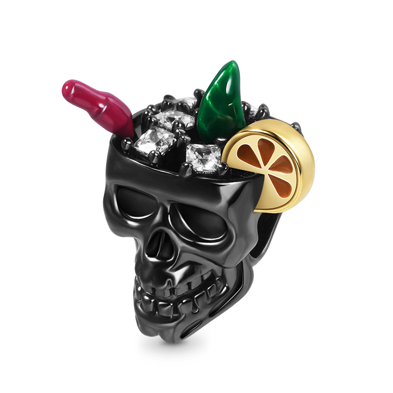 Cocktail Drinking Skull Charm image number 0