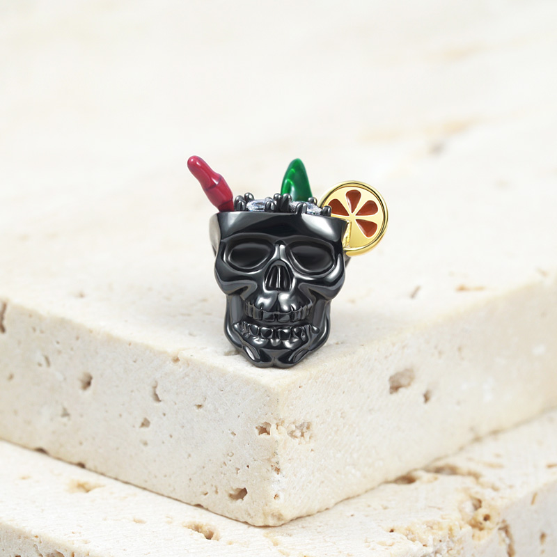 Cocktail Drinking Skull Charm image number 1