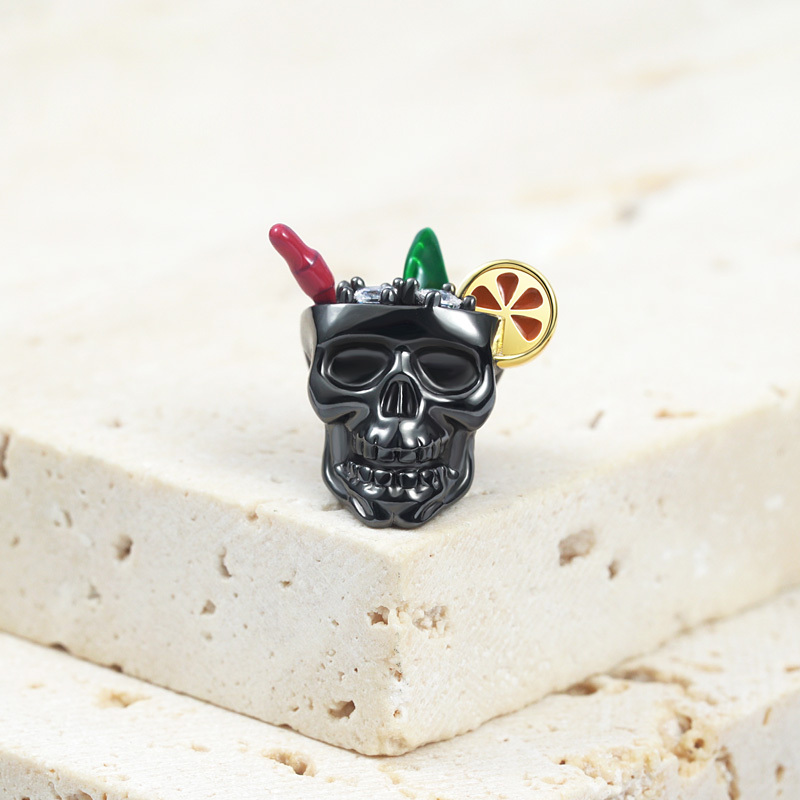 Cocktail Drinking Skull Charm image number 1