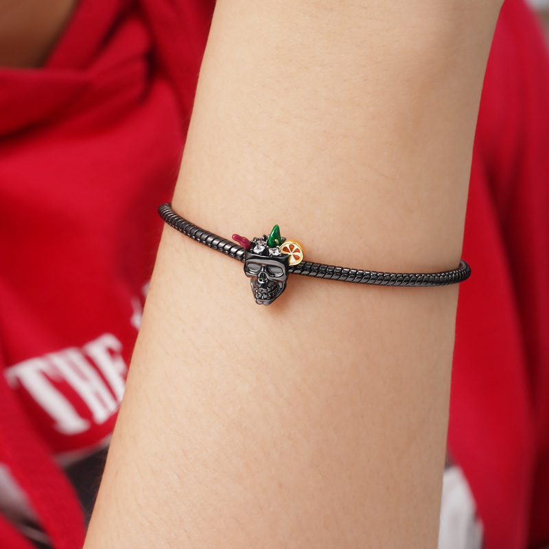 Cocktail Drinking Skull Charm image number 2