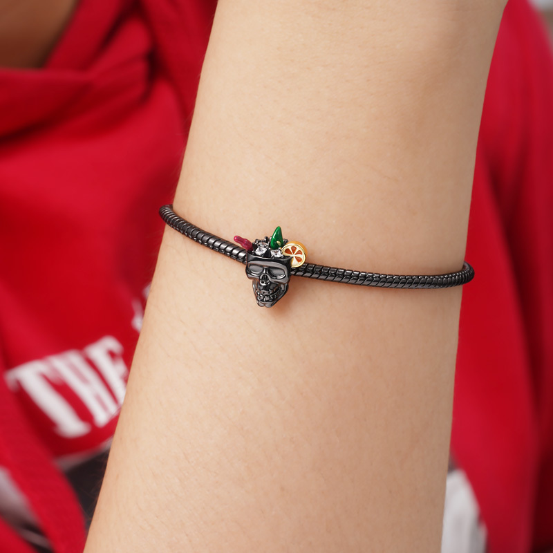 Cocktail Drinking Skull Charm image number 2