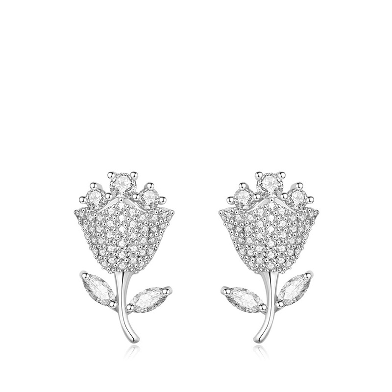Zircon Flower Earrings image number 0