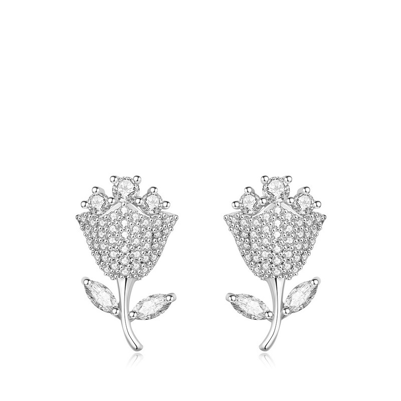 Zircon Flower Earrings image number 0