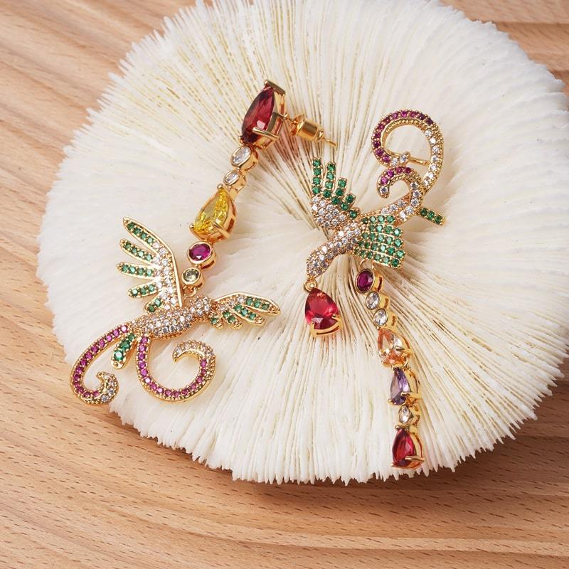 Asymmetrical Phoenix Earrings image number 1