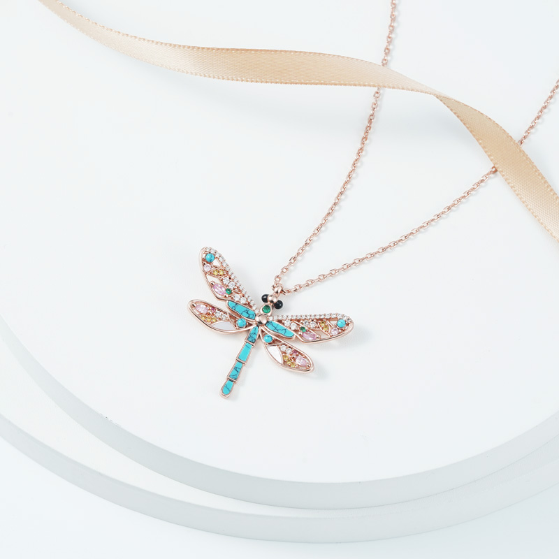 Turquoise Dragonfly Necklace image number 2