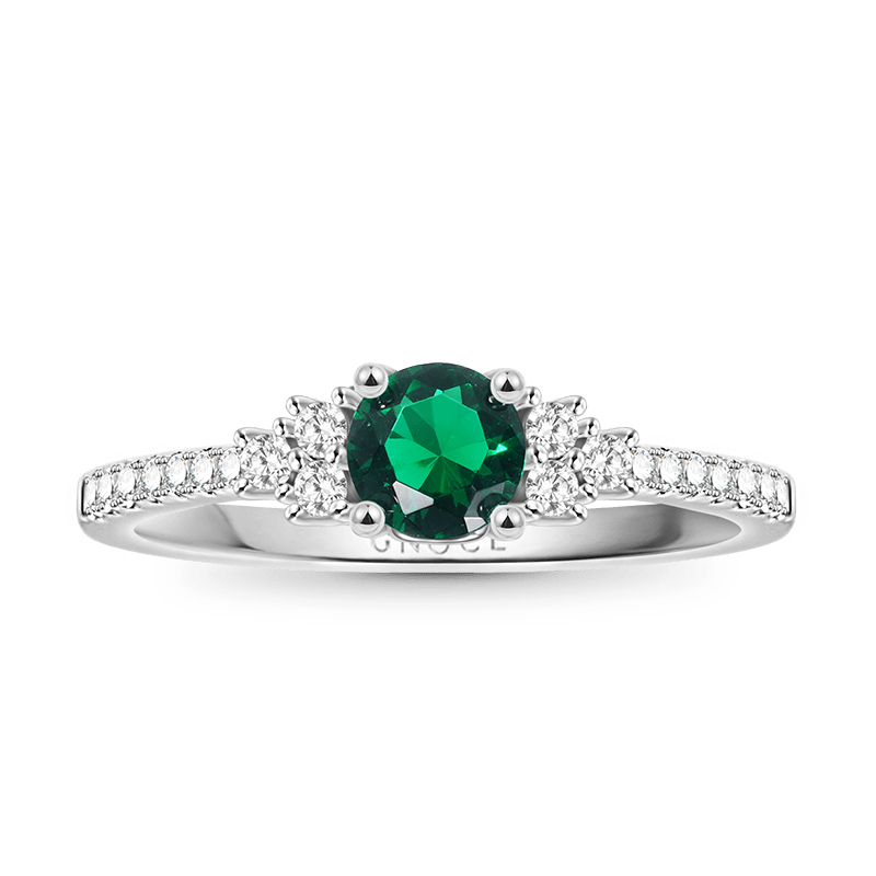 Round Cut Emerald Ring image number 0