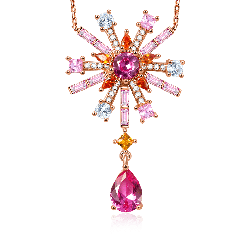 Bead Flowers & Pear-cut Necklace image number 0