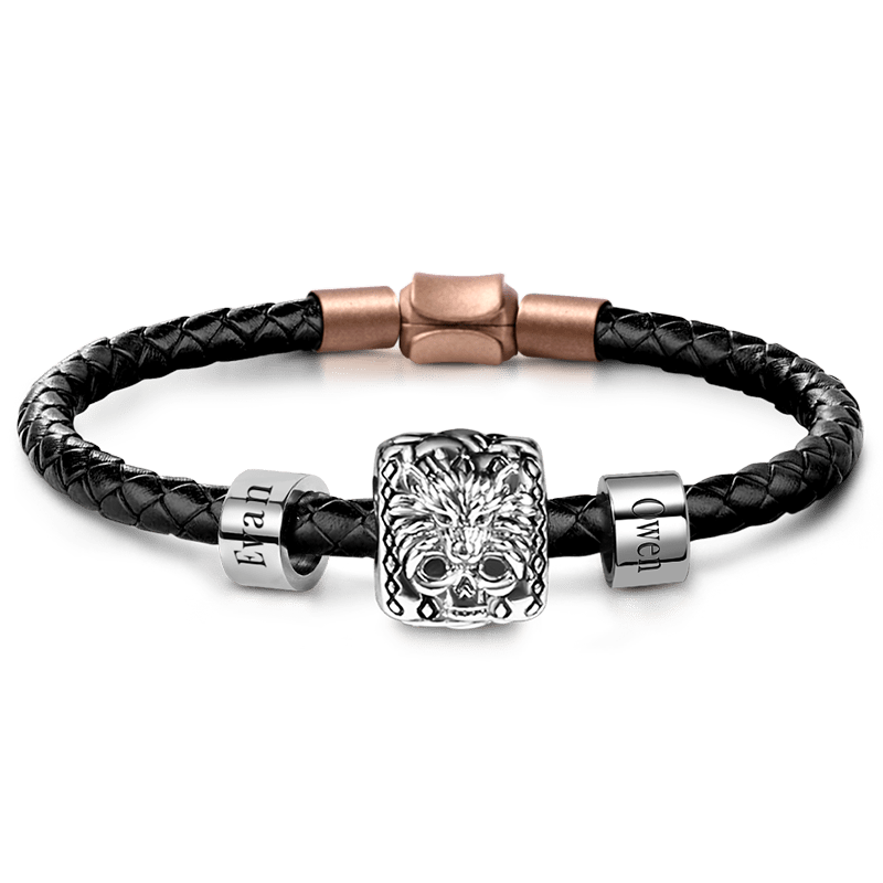 Wolf Skull & Customized Charms Bracelet image number 0