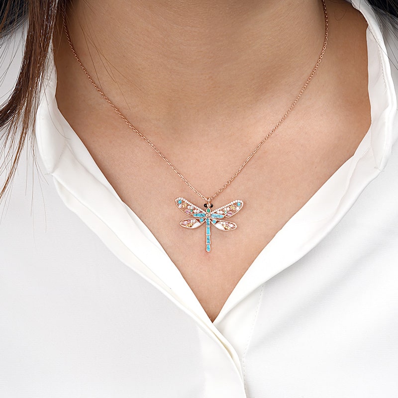 Turquoise Dragonfly Necklace image number 3