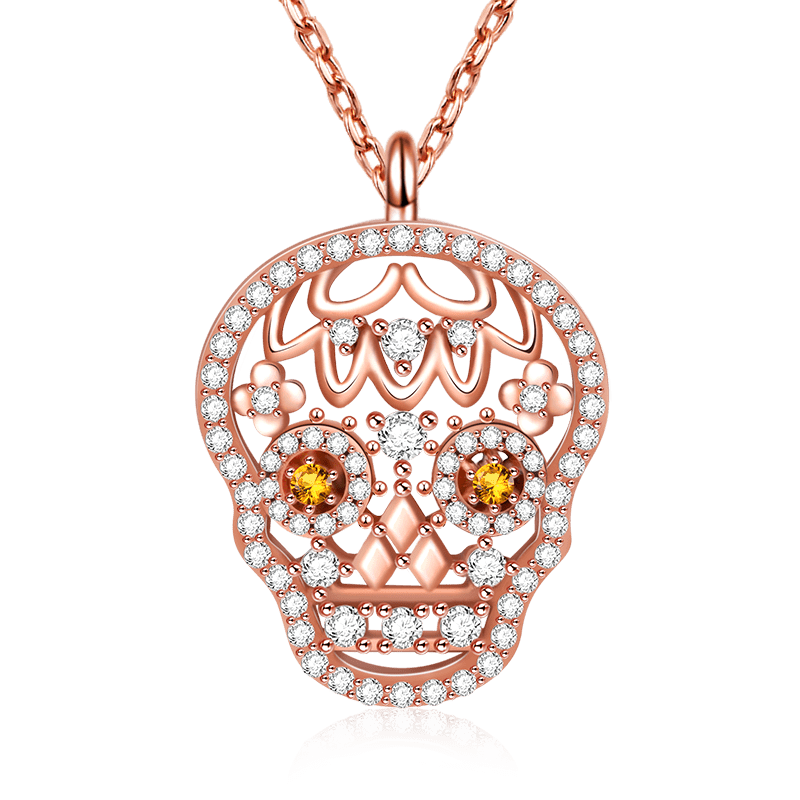 Rose Gold Skull Necklace image number 0