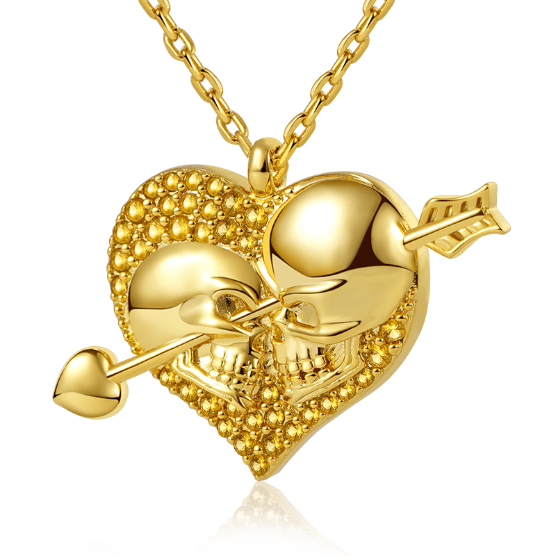Arrow Through Heart Skull Necklace image number 0