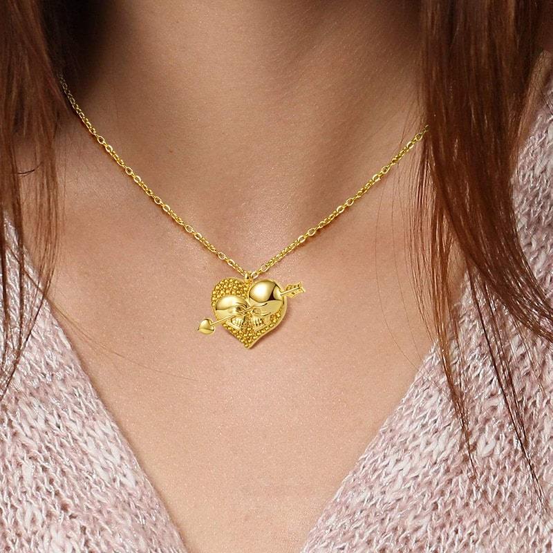 Arrow Through Heart Skull Necklace image number 2