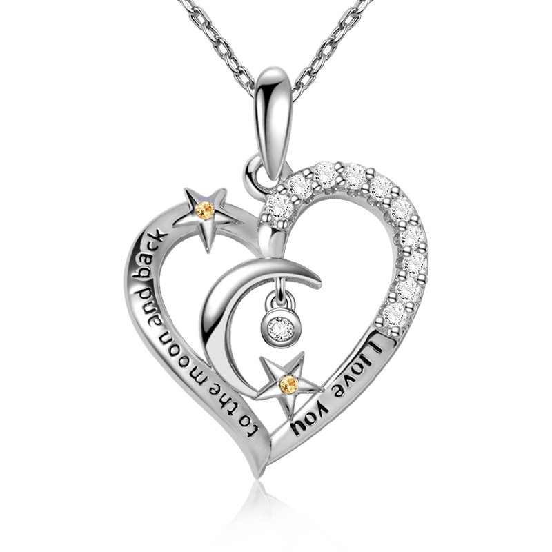 Moon & Star Heart Necklace image number 0