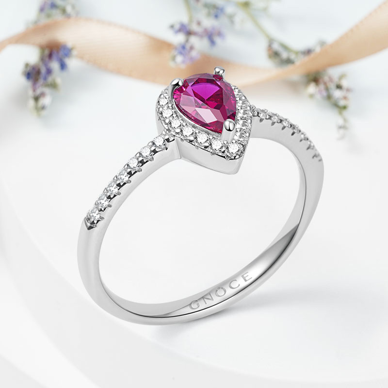 Fuxia Teardrop Promise Ring image number 4