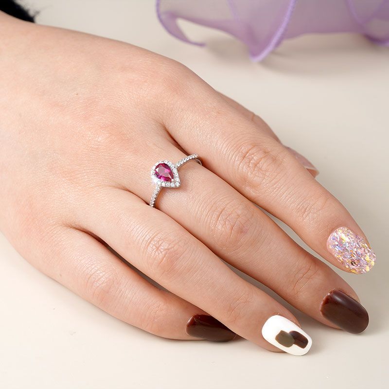 Fuxia Teardrop Promise Ring image number 5