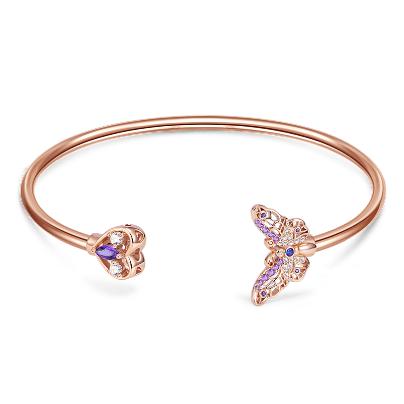Butterfly & Heart Open Bangle image number 0