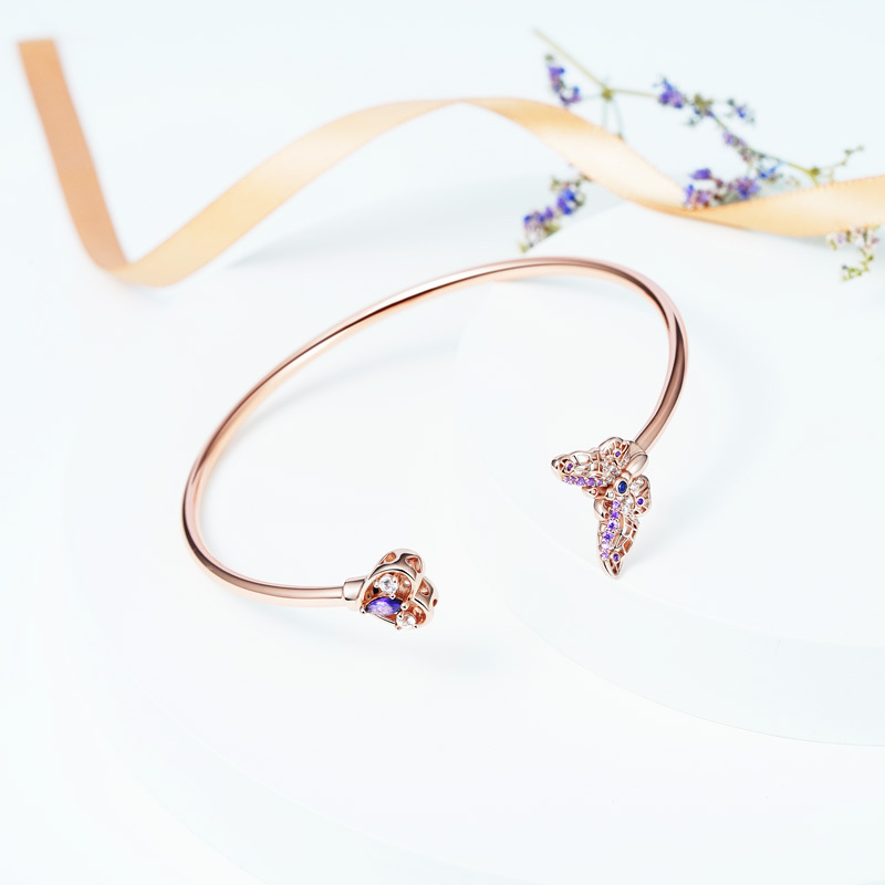 Butterfly & Heart Open Bangle image number 1