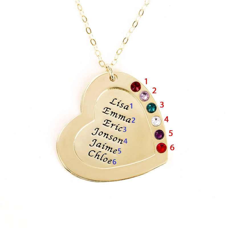 Personalized Heart Family Necklace image number 3
