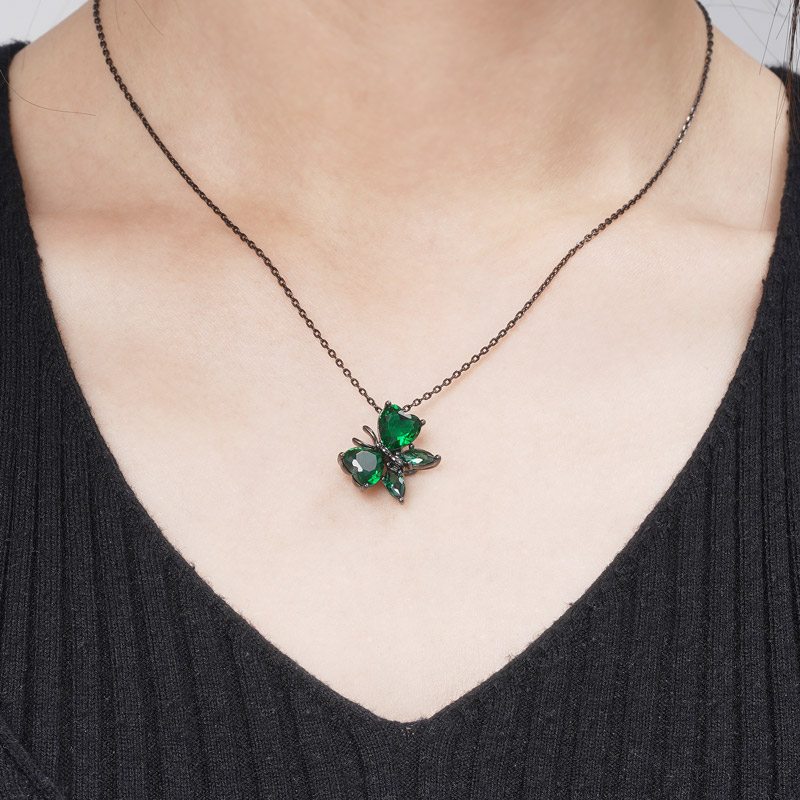 Green Butterfly Necklace image number 3