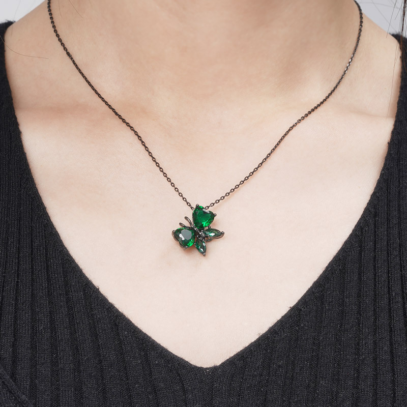 Green Butterfly Necklace image number 3
