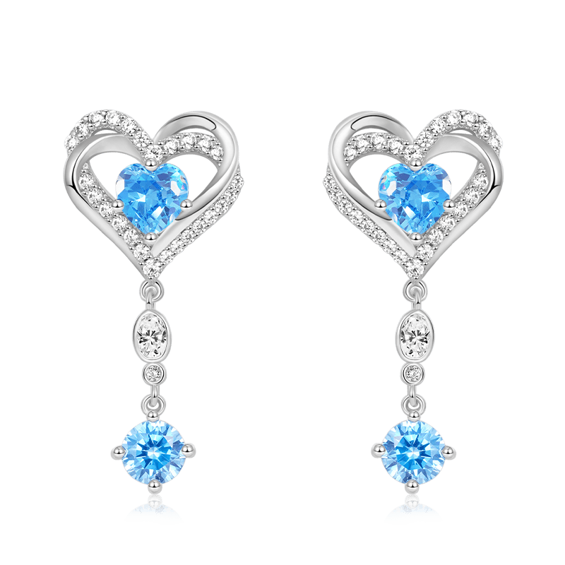 Triple Heart Dangle Earrings image number 0