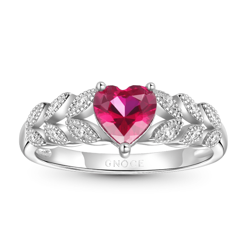 Three Prong Heart Garnet Ring image number 0