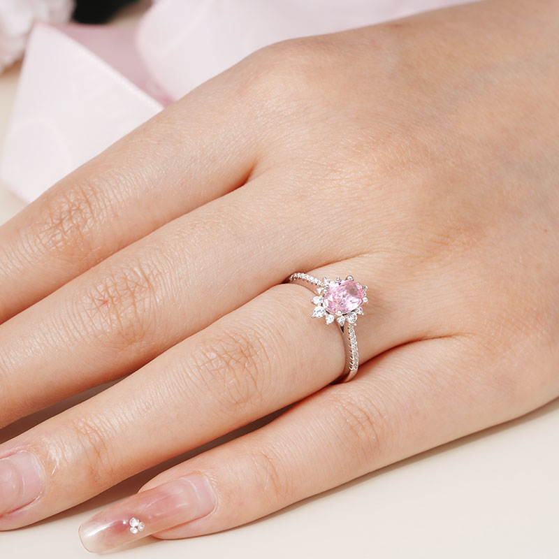 Oval Pink Engagement Ring image number 3