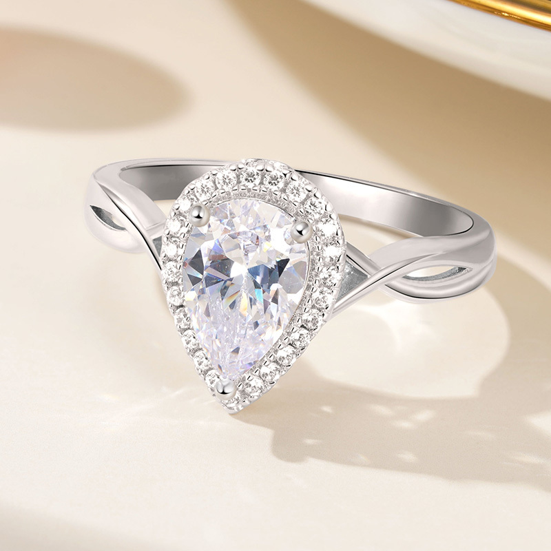 Pear Halo Engagement Ring image number 3