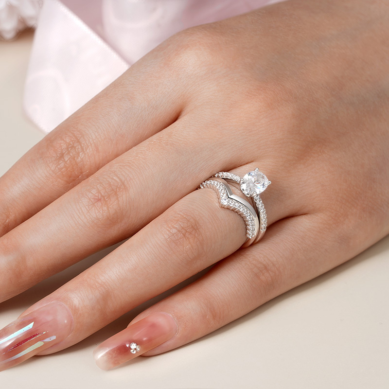 Oval Wishbone Ring Set image number 4