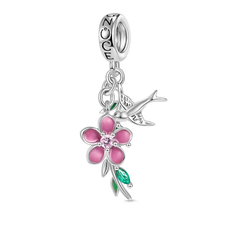 Wicker & Peach Flower Pendant image number 0