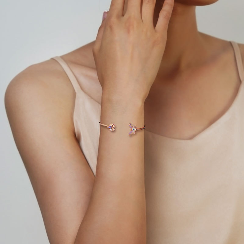 Butterfly & Heart Open Bangle image number 2