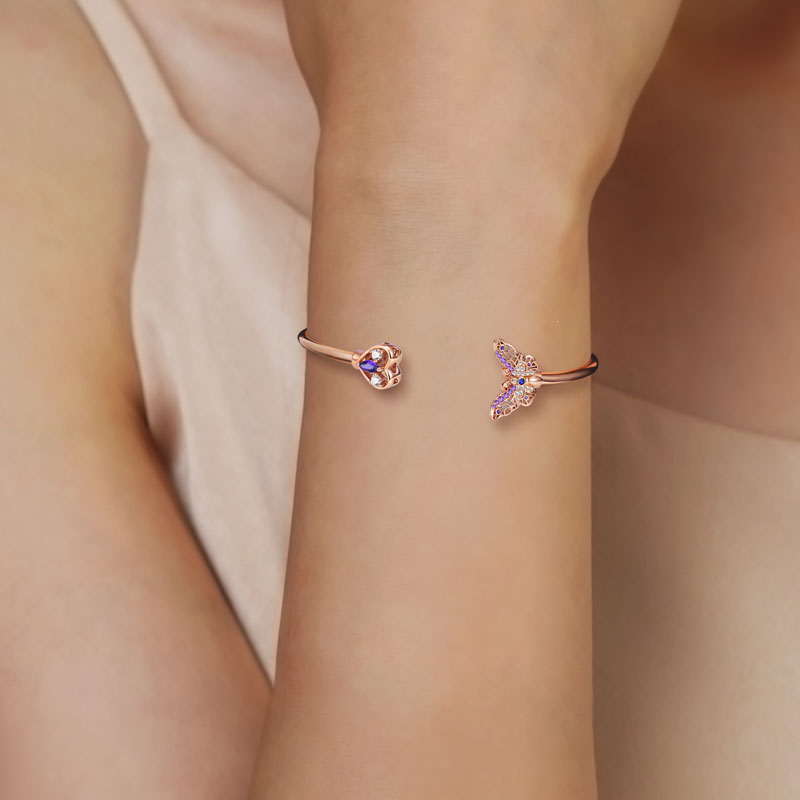 Butterfly & Heart Open Bangle image number 3