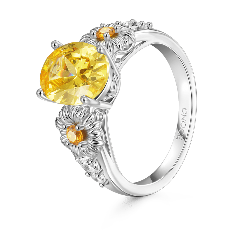 Flower Oval Cut Ring image number 1
