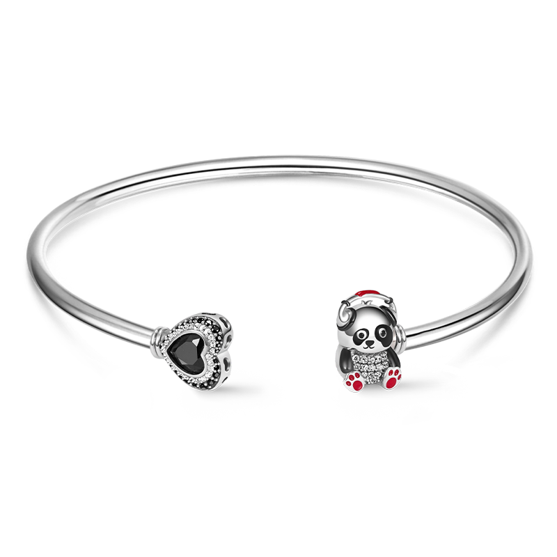 Panda & Heart Open Bangle image number 0