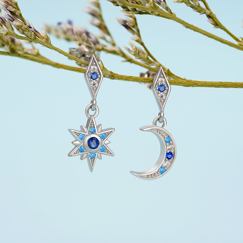 Moon Star Dangle Earrings image number 1