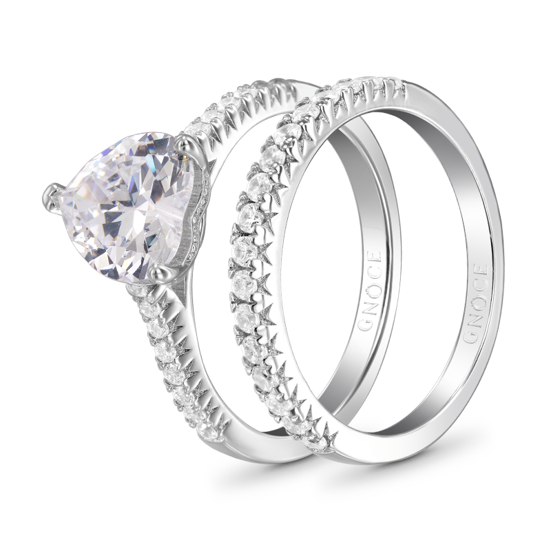 Clear Heart Ring Set image number 1