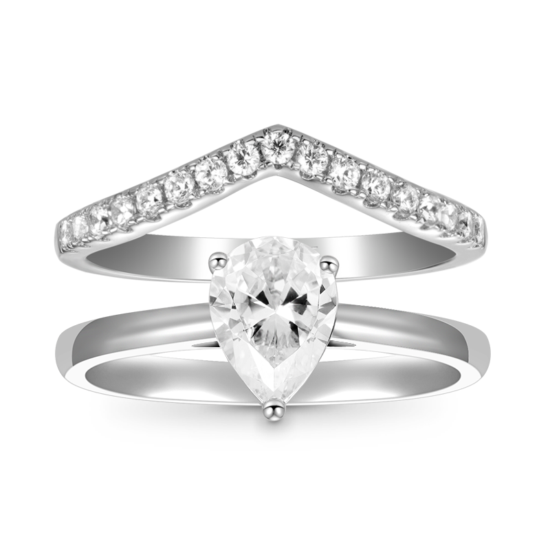 Pear Wishbone Ring Set image number 0