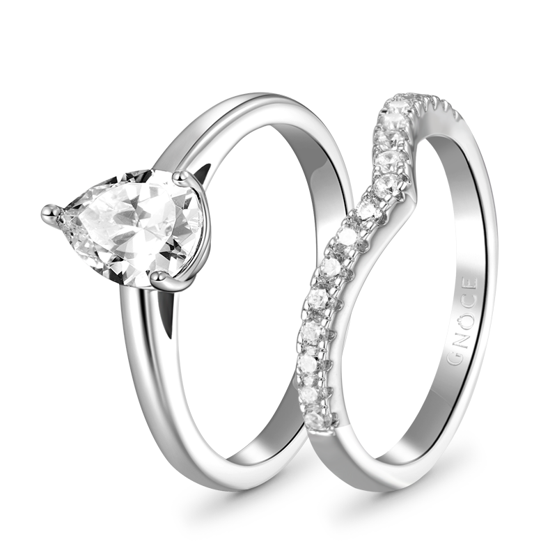 Pear Wishbone Ring Set image number 1