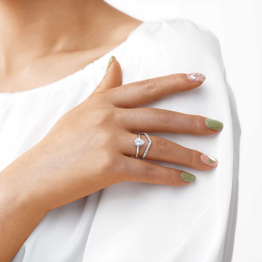 Pear Wishbone Ring Set image number 3