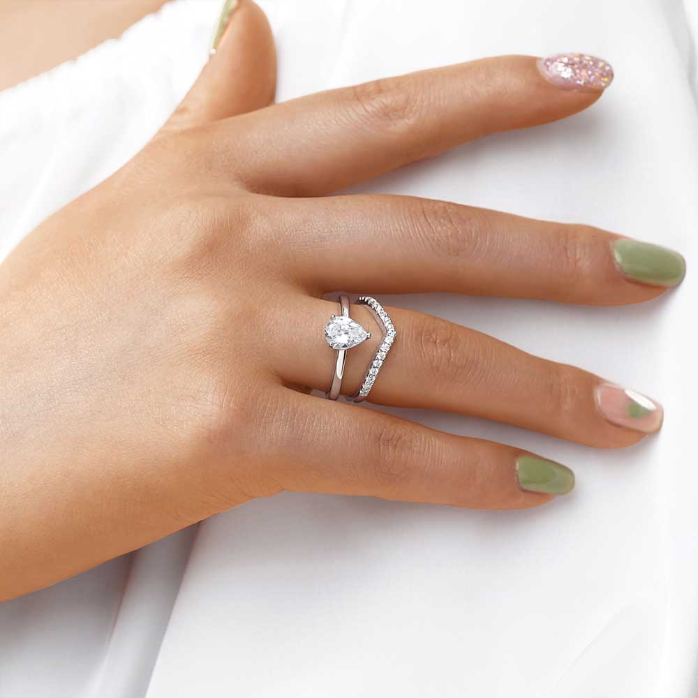 Pear Wishbone Ring Set image number 4