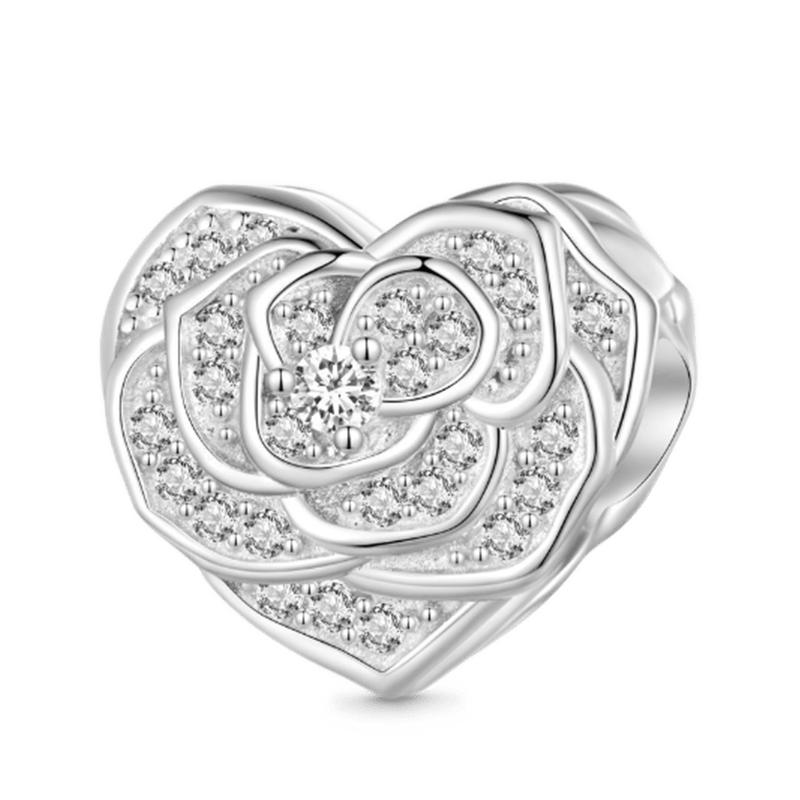 Rose Flower Heart Charm image number 0