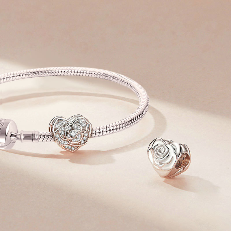 Rose Flower Heart Charm image number 1