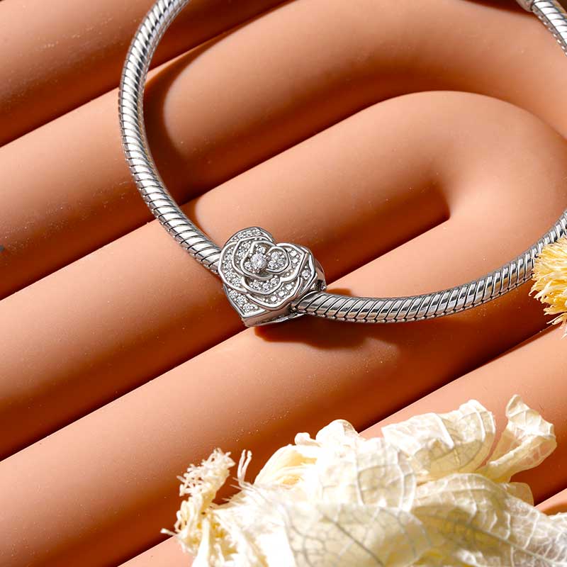 Rose Flower Heart Charm image number 2