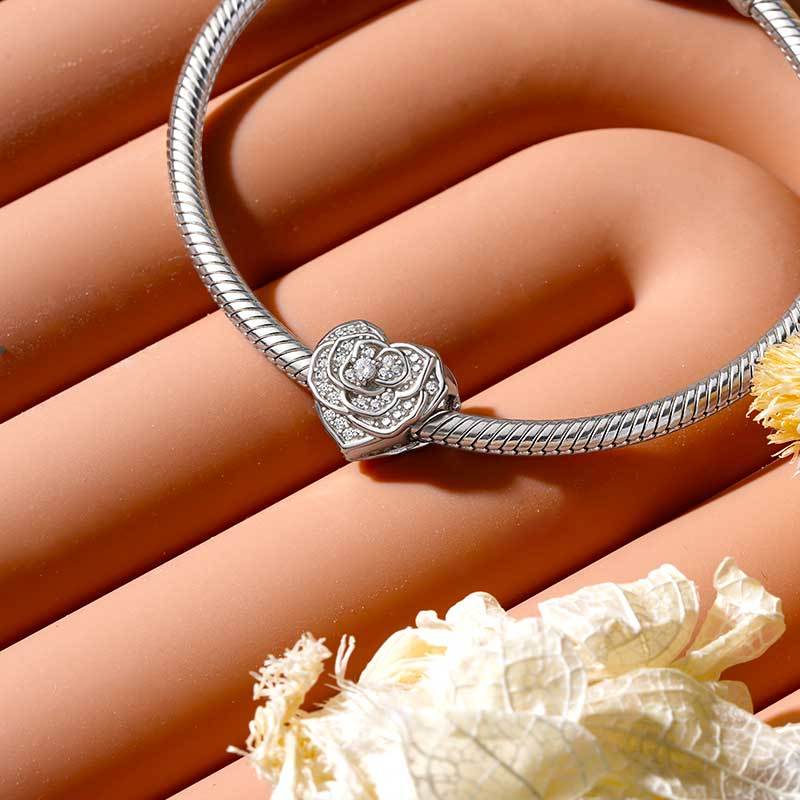 Rose Flower Heart Charm image number 2