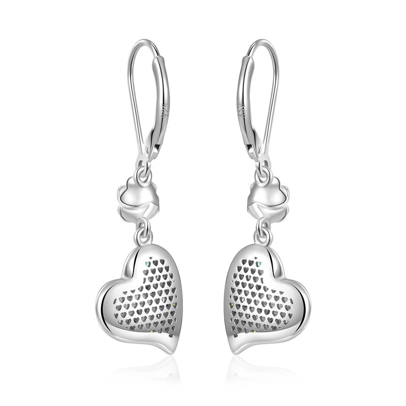 Flower Heart Dangle Earrings image number 1