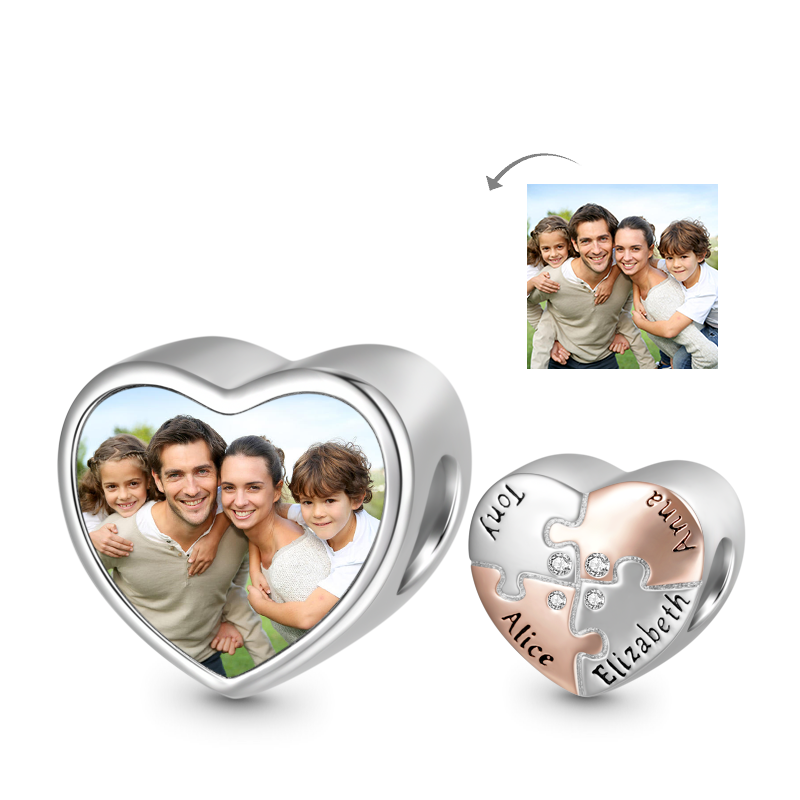 Engravable Photo Heart Charm image number 0